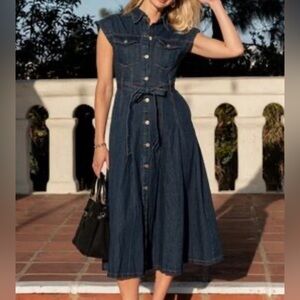 Klesis Women’s Denim Sleeveless Button-Down Dress